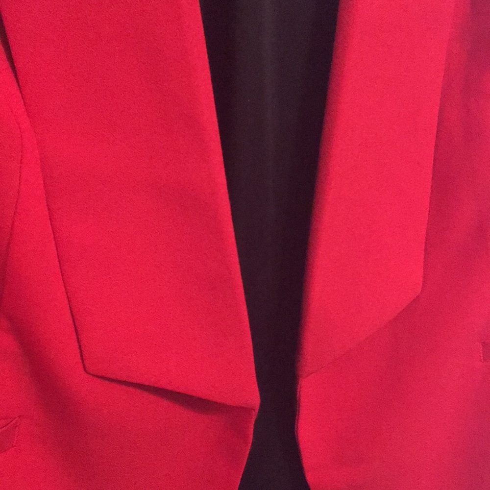 True red 3/4 sleeve open blazer